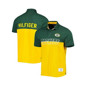 g~[ qtBK[ Y Vc gbvX Men's Gold, Green Green Bay Packers Color Block Polo Shirt Gold, Green