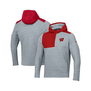 A_[A[}[ Y p[J[EXEFbgVc AE^[ Men's Gray Wisconsin Badgers Survivor Fleece Hoodie Quarter-Zip Jacket Gray