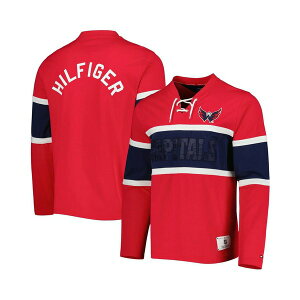 g~[ qtBK[ Y Vc gbvX Men's Red Washington Capitals Walter Lace-Up Long Sleeve Top Red