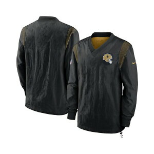 iCL Y WPbgu] AE^[ Men's Black New Orleans Saints Sideline Team ID Reversible Pullover Windshirt Black