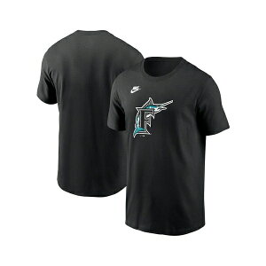�i�C�L �����Y �V���c �g�b�v�X Men's Black Florida Marlins Cooperstown Collection Team Logo T-Shirt Black