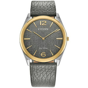 V`Y Y rv ANZT[ Eco-Drive Unisex Gray Leather Strap Watch 38mm No Color