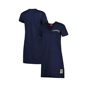 �~�b�`�F��&�l�X ���f�B�[�X �����s�[�X �g�b�v�X Women's Navy Distressed New York Yankees Cooperstown Collection V-Neck Dress Navy