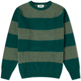 ワイエムシー メンズ ニット&セーター アウター YMC Suedehead Stripe Crew Knit Green