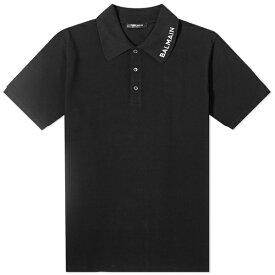 バルマン メンズ ポロシャツ トップス Balmain Stitch Logo Polo Black