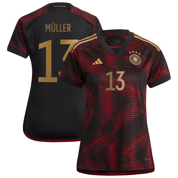アディダス レディース ユニフォーム トップス Thomas Mller Germany National Team adidas Women's 2022 23 Away Replica Player Jersey Black