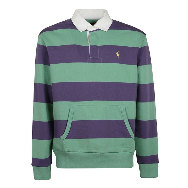 ラルフローレン メンズ ポロシャツ トップス Striped Long-sleeved Sweatshirt Haven Green Juneberry：asty