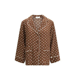 �p���b�V�� ���f�B�[�X �V���c �g�b�v�X Polka dot button shirt Brown