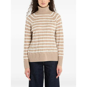 �g�~�[ �q���t�B�K�[ ���f�B�[�X �j�b�g&�Z�[�^�[ �A�E�^�[ Cable-knit striped sweater Neutrals