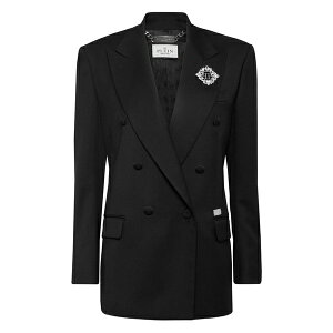 �t�B���b�v�v���C�� ���f�B�[�X �W���P�b�g���u���]�� �A�E�^�[ Crystal-embellished double-breasted blazer Black
