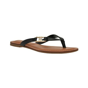 g~[ qtBK[ fB[X T_ V[Y Women's Liande Logo Flat Thong Sandal Black