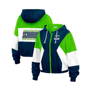EFA oC GEAh[Y fB[X WPbgu] AE^[ Women's College Seattle Seahawks Plus Size Color Block Full-Zip Windbreaker Jacket Royal, Light Green