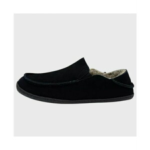 アルパイン スイス メンズ サンダル シューズ Men's Gary Genuine Suede Moccasin Slippers Sherpa Slip On Shoes Black