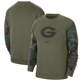ナイキ メンズ パーカー・スウェットシャツ アウター Georgia Bulldogs Nike Military Pack Club Pullover Sweatshirt Olive