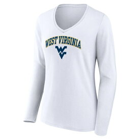 ファナティクス レディース Tシャツ トップス West Virginia Mountaineers Fanatics Branded Women's Campus Long Sleeve VNeck TShirt White