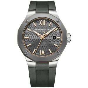 {[VG Y rv ANZT[ Men's Swiss Automatic Riviera Dark Gray Rubber Strap Watch 42mm Grey