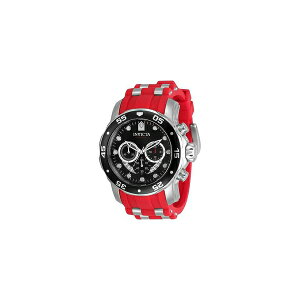 CrN^ Y rv ANZT[ Men's 34009 Pro Diver Quartz Chronograph Black, Silver, Red Dial Watch Red