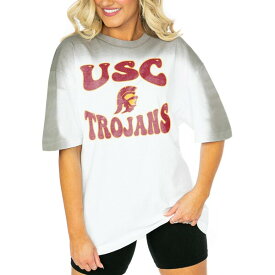 ゲームデイ レディース Tシャツ トップス USC Trojans Gameday Couture Women's Campus Glory Colorwave Oversized TShirt White/Gray