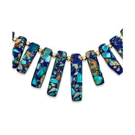 ブリング レディース ネックレス・チョーカー・ペンダントトップ アクセサリー Blue Peck Organic Faceted Beads Gemstone Irregular Stone Bib Fan Statement Collar Choker Necklaces Western Jewelry For Women Gold Plated Adjustable Multicolor