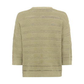 オルセン レディース ニット&セーター アウター Women's Cotton Linen Blend 3/4 Sleeve Crochet Stripe Cardigan Light khaki
