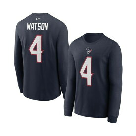 ナイキ レディース Tシャツ トップス Men's Deshaun Watson Navy Houston Texans Player Name Number Long Sleeve T-shirt Navy