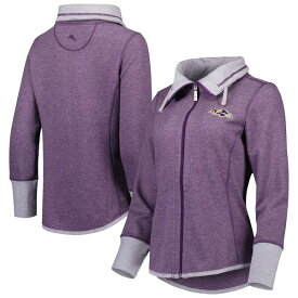 トッミーバハマ レディース パーカー・スウェットシャツ アウター Baltimore Ravens Tommy Bahama Women's Sport Sun Fade FullZip Sweatshirt Heathered Purple