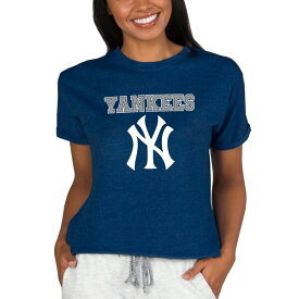 コンセプトスポーツ レディース Tシャツ トップス New York Yankees Concepts Sport Women's TriBlend Mainstream Terry Short Sleeve Sweatshirt Top Navy