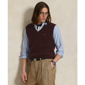 t[ Y jbg&Z[^[ AE^[ Men's Cable-Knit Wool-Cashmere Sweater Vest Aged Wine Heather