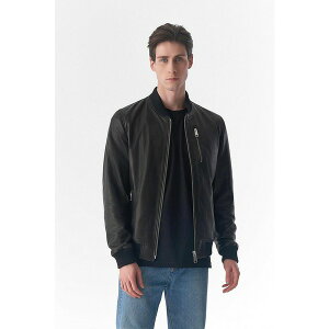 t@[jbN [P[ Y WPbgu] AE^[ Men's Genuine Leather Bomber Jacket, Natural Grain Black Black