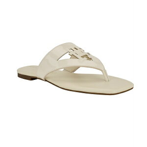 トミー ヒルフィガー レディース サンダル シューズ Women's Tremmy Cutout Logo Flat Thong Sandals Ivory Patent
