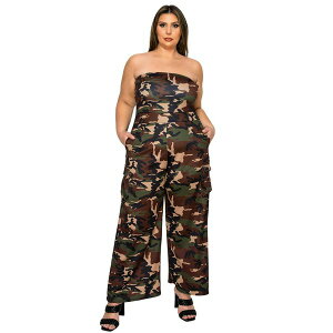 uh fB[X s[X gbvX Women's Plus Size Freya Camo Cargo Jumpsuit Camo