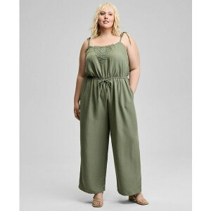 Ah iE fBX fB[X s[X gbvX Trendy Plus Size Drawstring-Waist Jumpsuit, Exclusively at Macy's Crushed Oregano