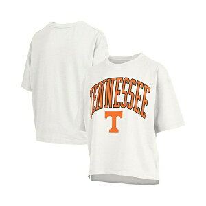 vX{bNX fB[X Jbg\[ gbvX Women's White Tennessee Volunteers Nelson Arch Over Logo Waist Length Oversized Slub T-Shirt White
