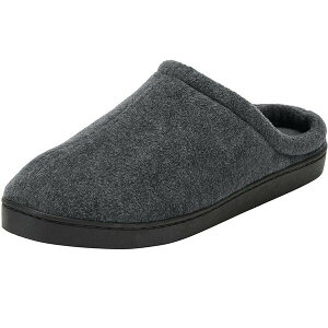LOTCY Y T_ V[Y Men's Big & Tall Fleece Clog Slippers Charcoal