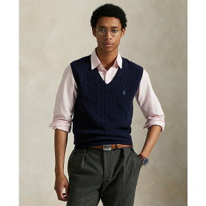 t[ Y jbg&Z[^[ AE^[ Men's Cable-Knit Wool-Cashmere Sweater Vest Hunter Navy