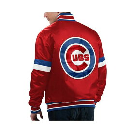 スターター レディース ジャケット＆ブルゾン アウター Men's Red Distressed Chicago Cubs Home Game Satin Full-Snap Varsity Jacket Red