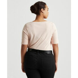 ラルフローレン レディース カットソー トップス Plus Size Cotton-Blend Boatneck Top Pale Rose