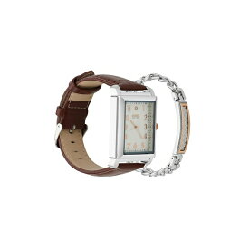 ジョーンズニューヨーク レディース 腕時計 アクセサリー Men's Analog Brown Croc Leather Strap Watch 33mm Bracelet Gift Set Silver, Brown