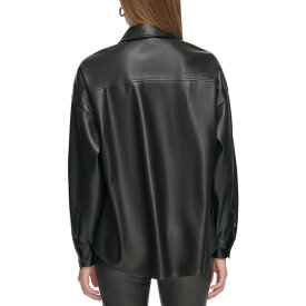 ダナキャランニューヨーク レディース シャツ トップス Women's Zip-Front Faux-Leather Long-Sleeve Shirt Black