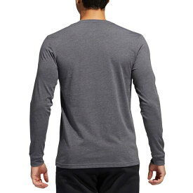 アディダス メンズ Tシャツ トップス Men's Logo Long-Sleeve T-Shirt Dark Grey Heather