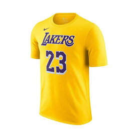ナイキ レディース Tシャツ トップス Men's LeBron James Gold Los Angeles Lakers Name and Number T-shirt Gold