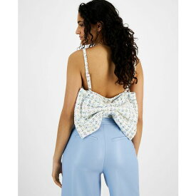 アベックレフィレ レディース カットソー トップス Women's Tweed Bow-Back Cropped Top Multi Color Tweed