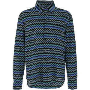 �~�b�\�[�j �����Y �V���c �g�b�v�X Zig-zag shirt Blue