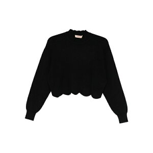 �c�C���Z�b�g ���f�B�[�X �j�b�g&�Z�[�^�[ �A�E�^�[ Scalloped-hem sweater Black