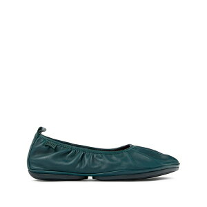 �J���y�[�� ���f�B�[�X �T���_�� �V���[�Y Right nina ruched-detail leather ballerinas Green