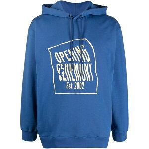 �I�[�v�j���O�Z�����j�[ �����Y �p�[�J�[�E�X�E�F�b�g�V���c �A�E�^�[ Warped-logo cotton hoodie Blue