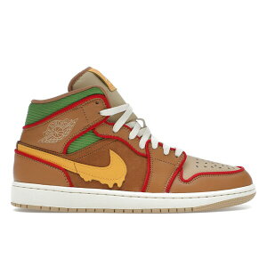 Jordan �W���[�_�� �����Y �X�j�[�J�[ �yJordan 1 Mid SE Cheeseburger�z �T�C�Y US_10.5(28.5cm) Flax/Sesame/Coconut Milk/University Gold