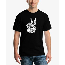 エルエーポップアート メンズ Tシャツ トップス Men's Word Art Peace Out T-shirt Black