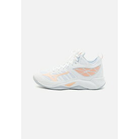 ミズノ レディース フィットネス スポーツ WAVE DIMENSION MID - Volleyball shoes - white/peach parfait/halogen blue