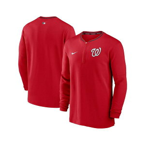 �i�C�L �����Y �V���c �g�b�v�X Men's Red Washington Nationals Authentic Collection Performance Half-Zip Top Red